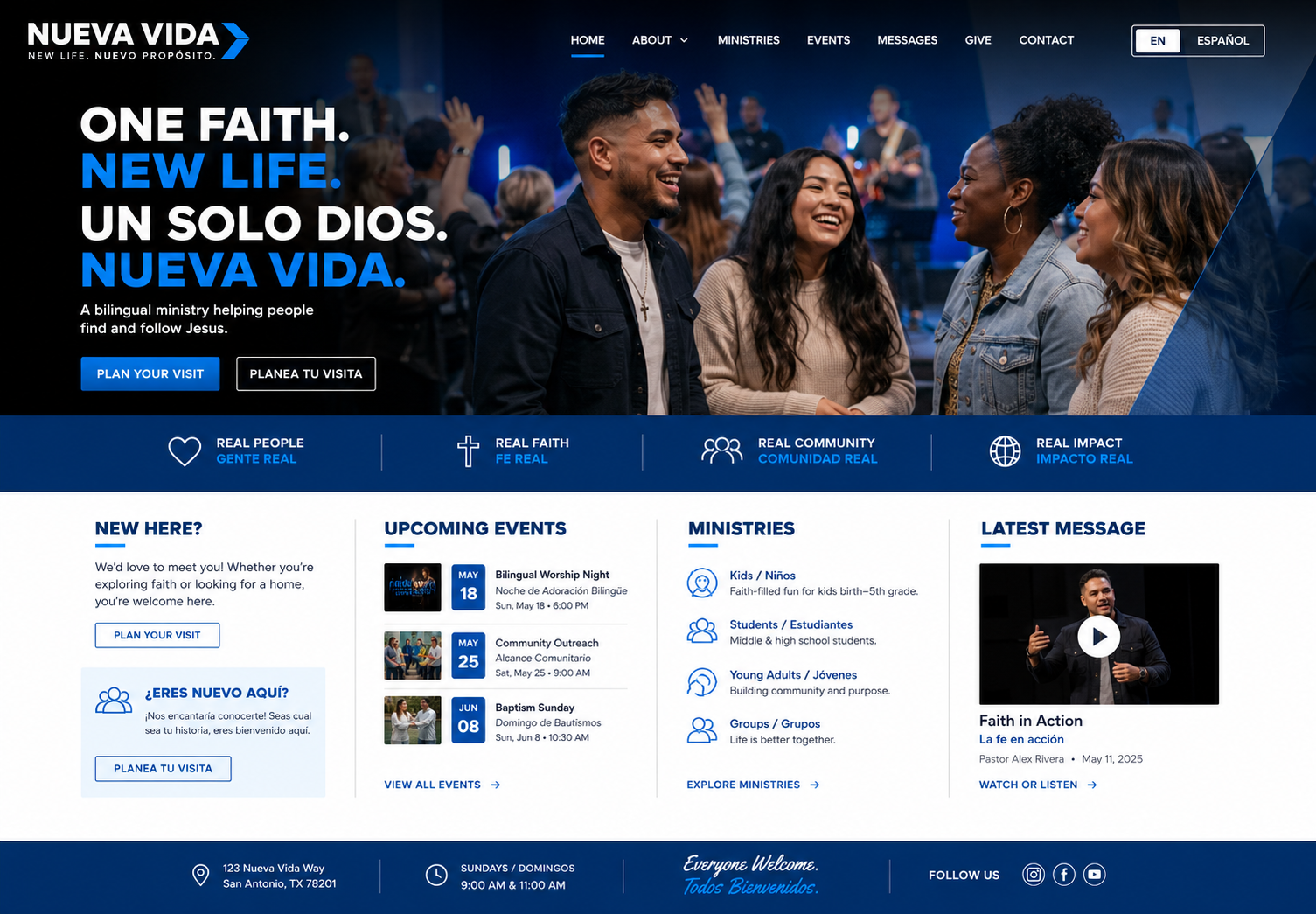 Modern bilingual ministry managed website design preview