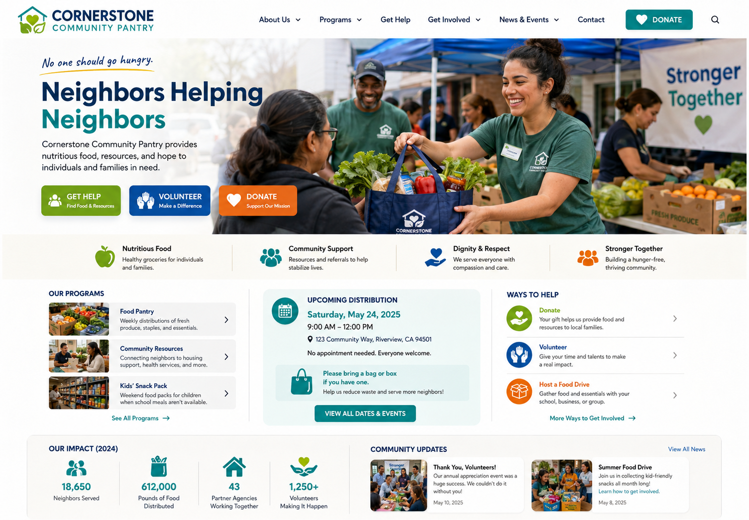 Community nonprofit managed website design preview